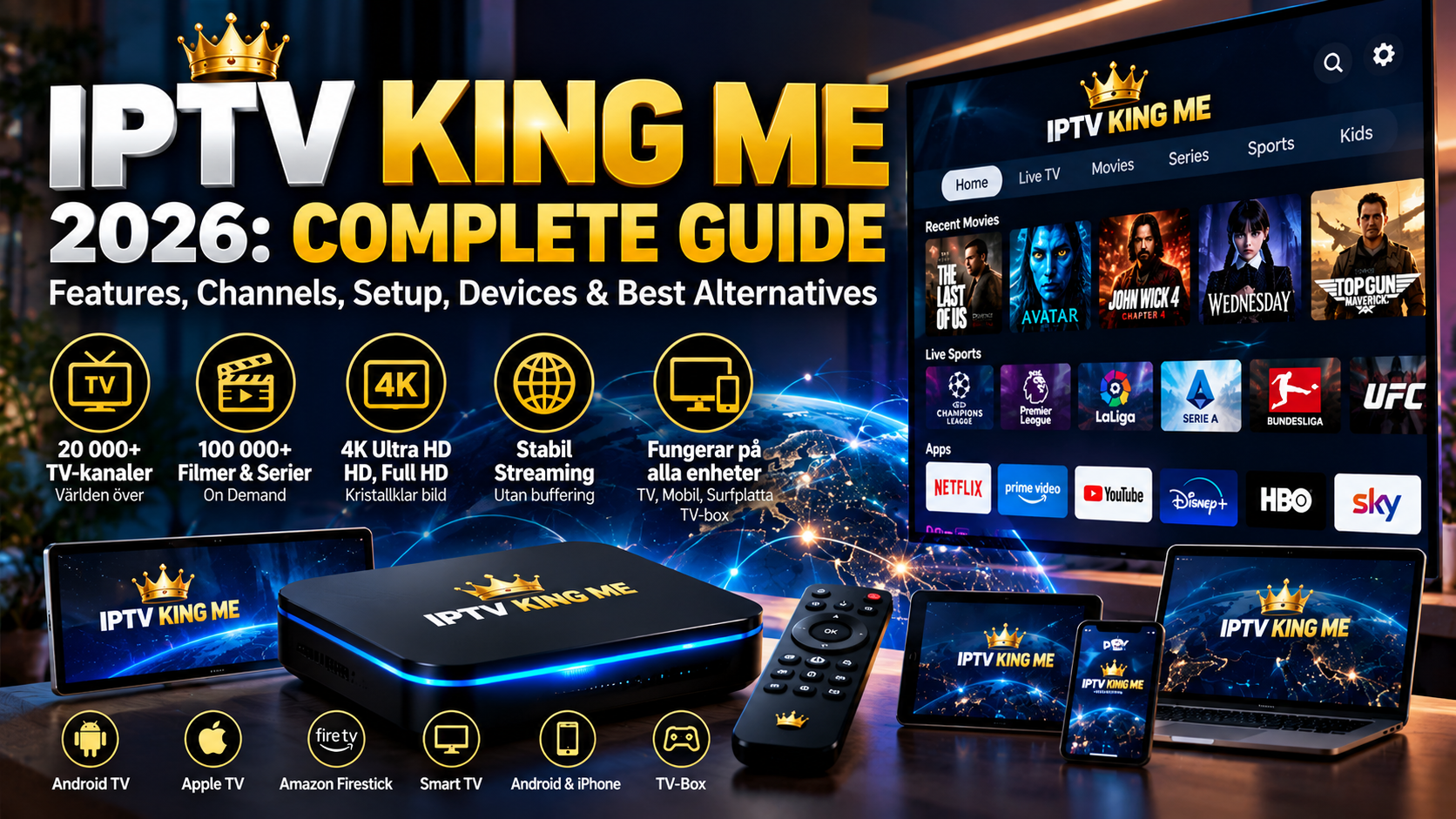 IPTV King Me 2026 – guide till enheter, streaming och säkrare val