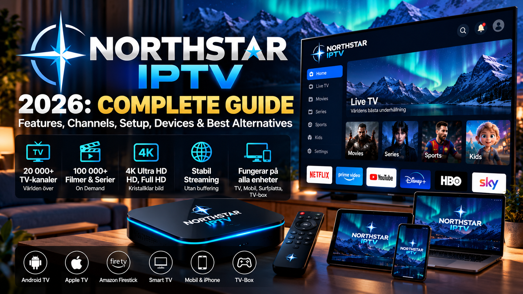 Northstar IPTV 2026 – guide till streaming, enheter och säkrare val